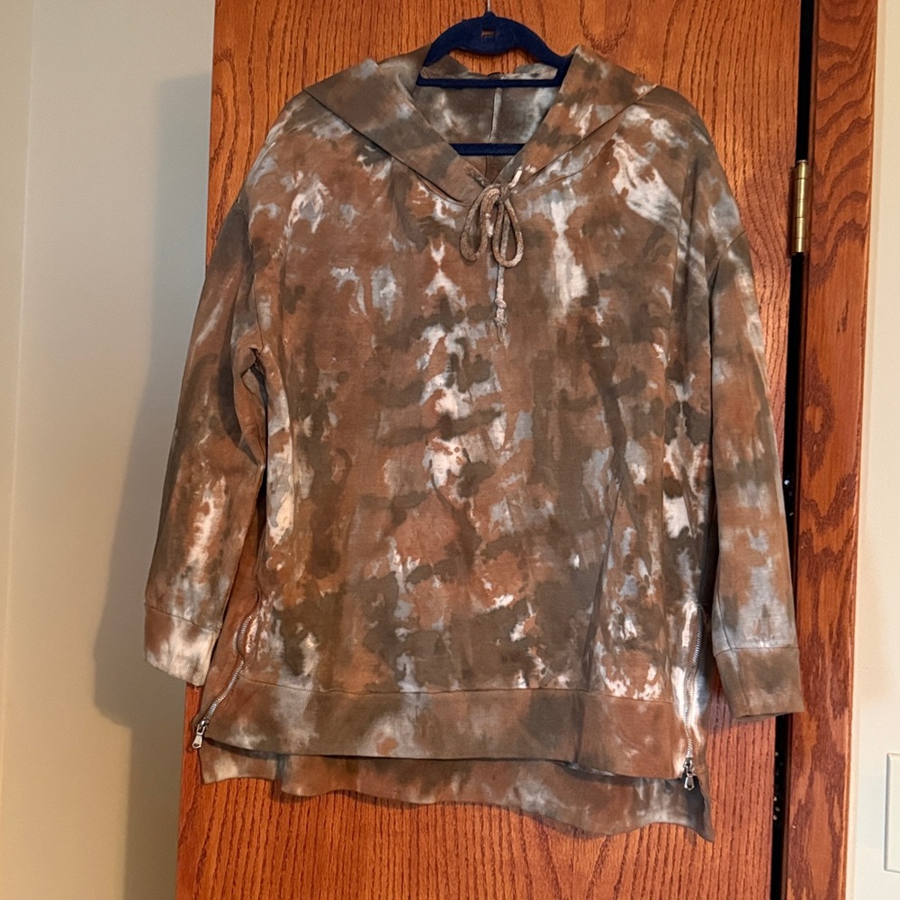 Tie-Dye Hooded Sweatshirt - Brown and Gray